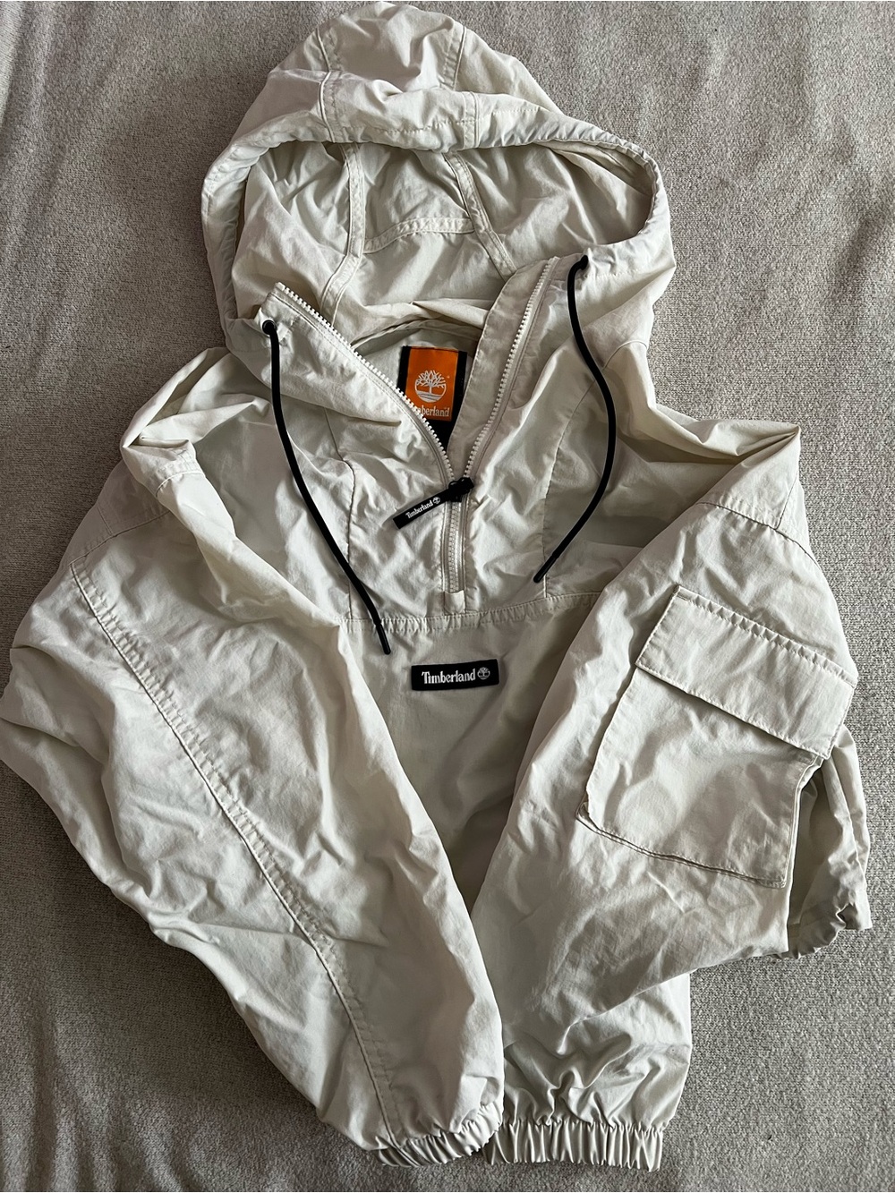 Timberland Cream Hooded Half-Zip Anorak